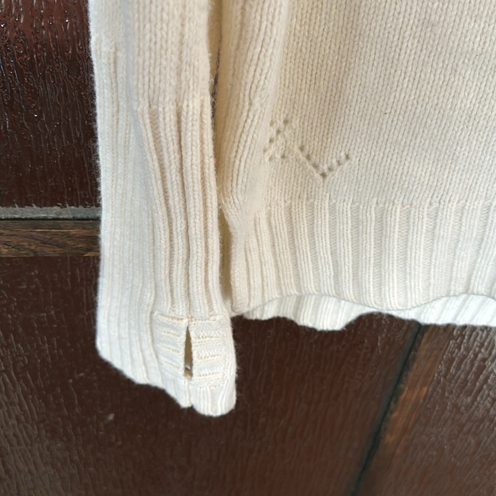 Zadig & Voltaire Malta Amour Cream Blue Varsity Wool Crewneck Sweater Size Large - Picture 7 of 10